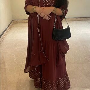 Purple Indian Lehenga with Gold Sequins Set - 4 piece